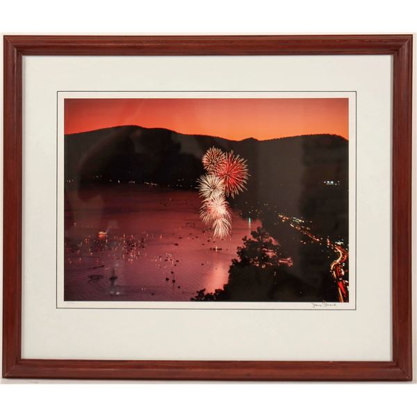 Photograph of Fireworks Over Water by James Stroud - Framed [184072]