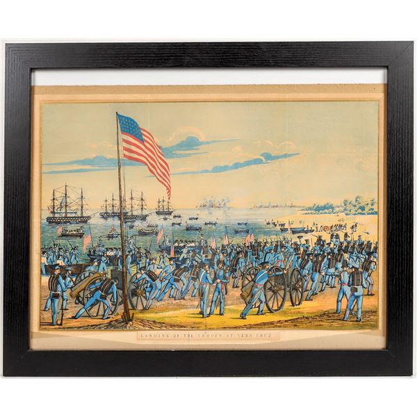 Landing of the Troops at Vera Cruz a Chromolithograph Print from 1848 [201016]