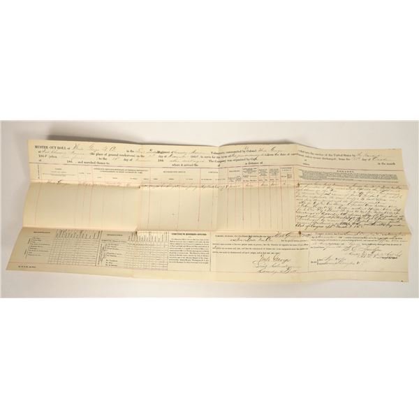 Nevada Cavalry Muster Out Roll, Ft. Churchill, Nevada and Camp Douglas, UT [202698]