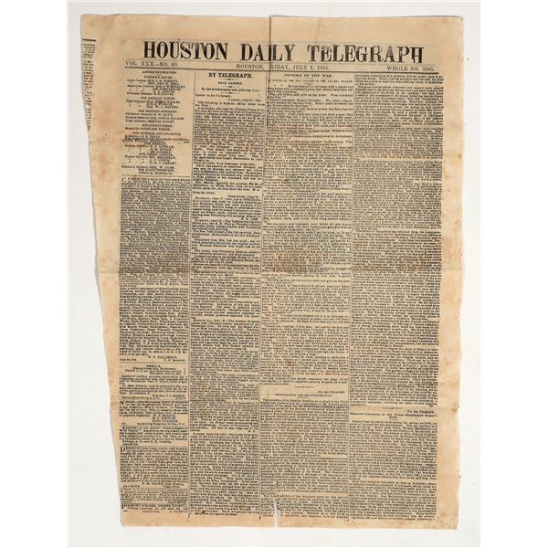 Texas Newspaper Front Page, 1864, Civil War material [201443]