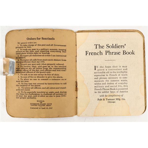 The Soldier's French Phrase Book c. 1917 Paperback [200136]