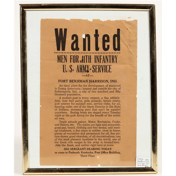 Pre-WW2 U.S. Army Recruitment Broadside [200582]
