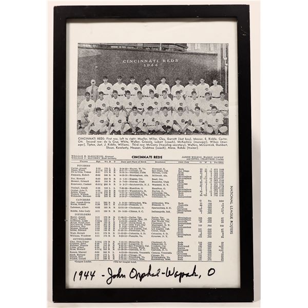 Player Autograph on 1944 Cincy Reds Photo [188542]