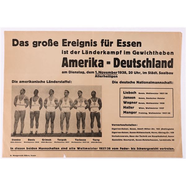 German American Sports Broadside 1938 [167909]