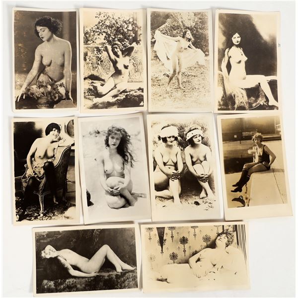 Pinup Real Photo Postcards w/ Bare-Breasted Women (10) [202052]