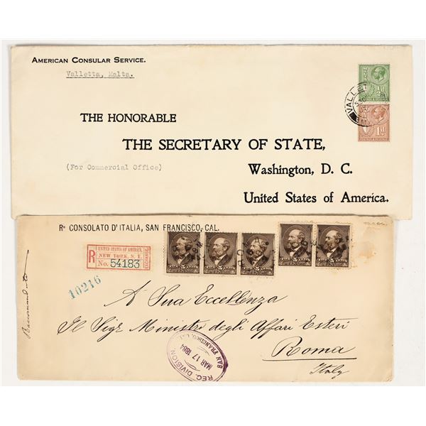 US Consulate Cover Pair (Italy and Malta) [201669]