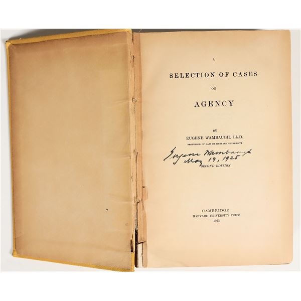 Signed Legal Book by Harvard Prof., 1925 [198591]