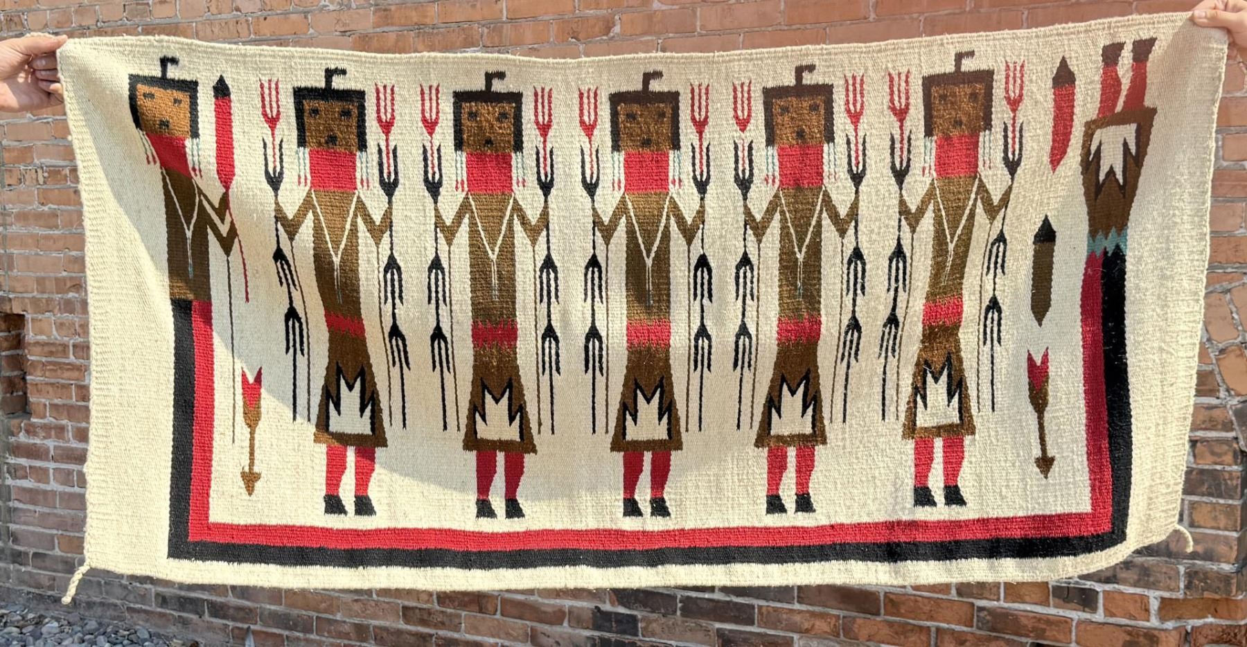 Mexican Navajo Indian Yei Pattern Rug