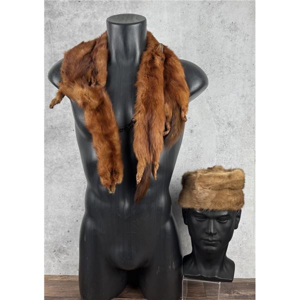Mink Fur Stole and Hat