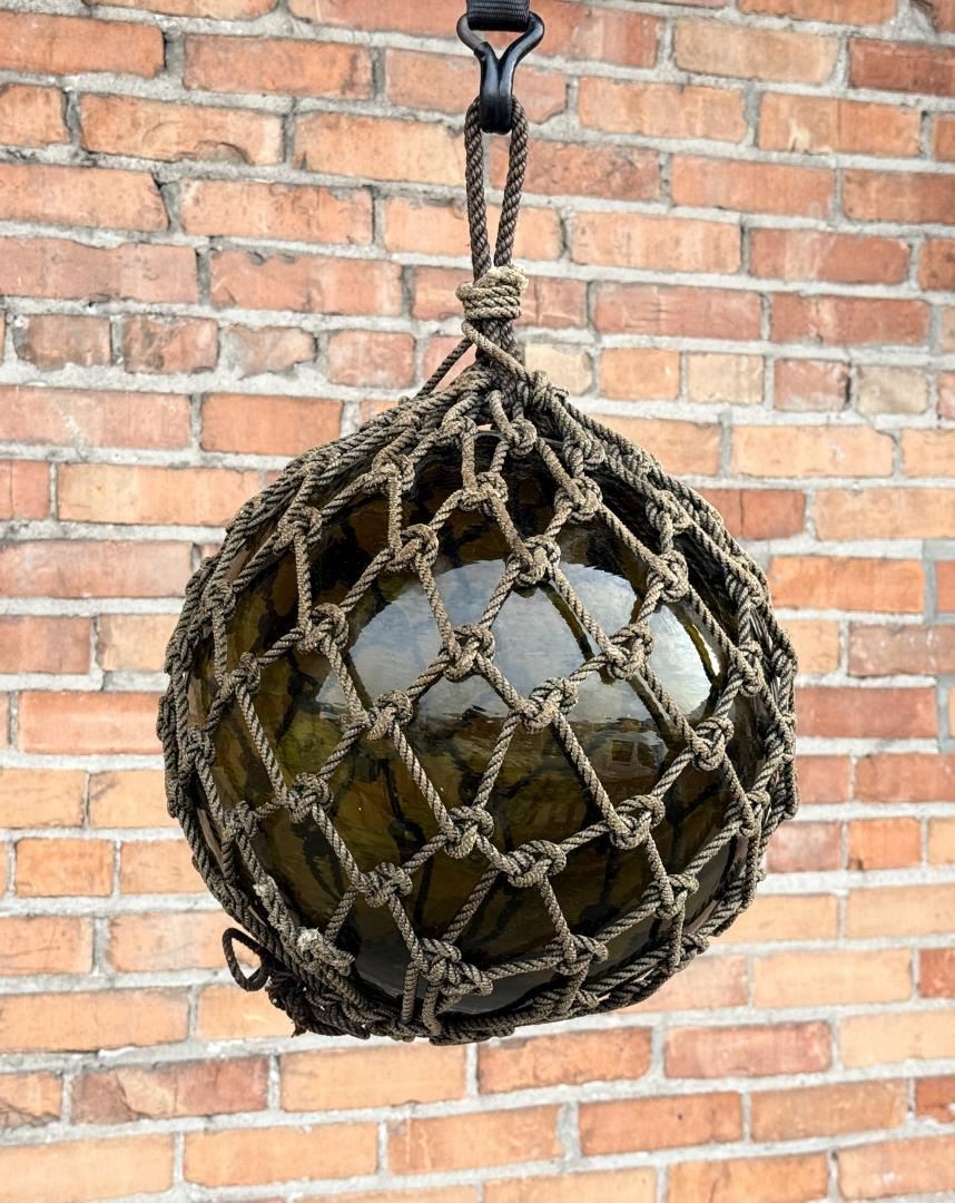 Large Green Glass Fish Net Float Japan