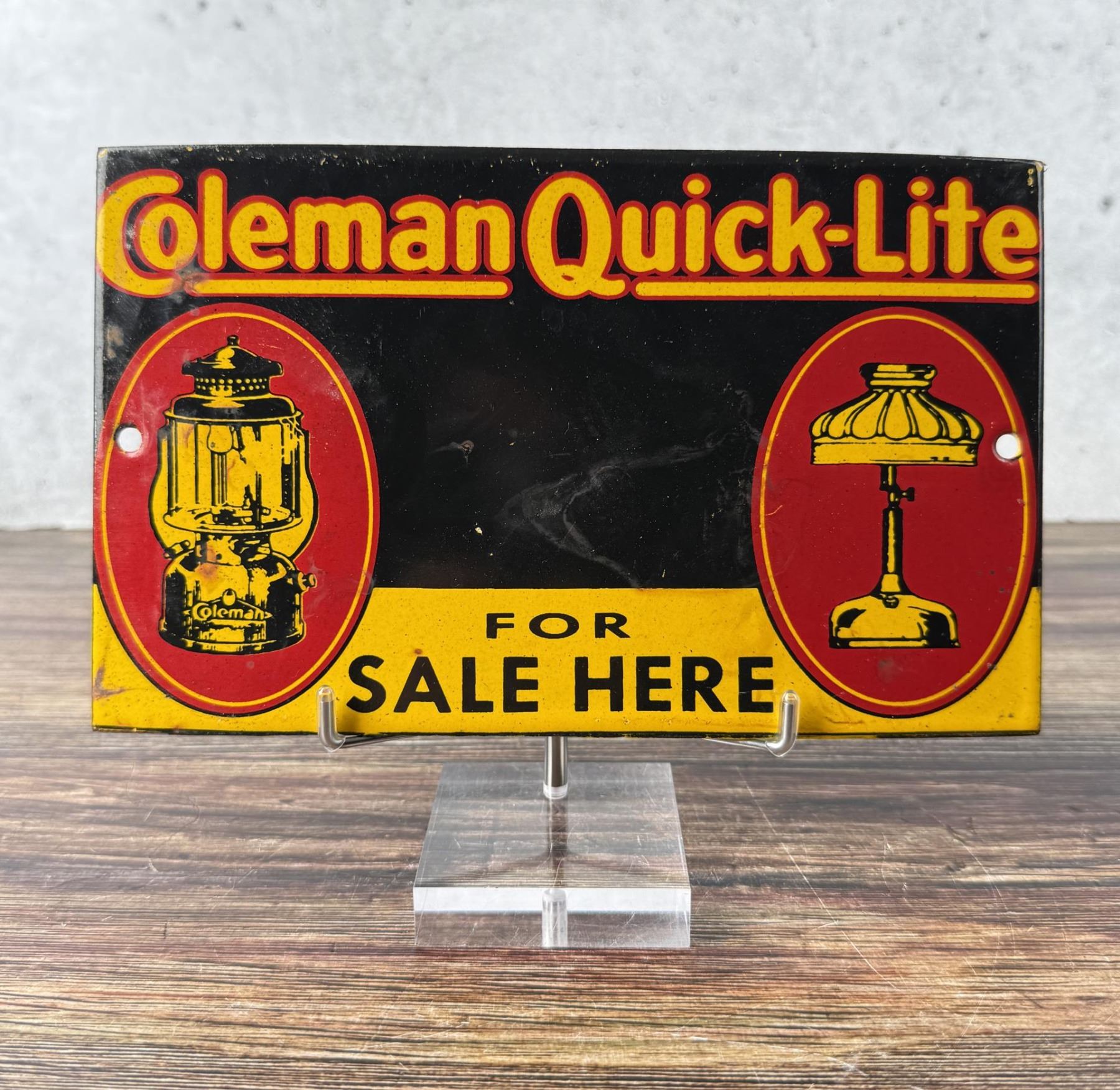 Porcelain Coleman Quick Lite Lanterns Sign