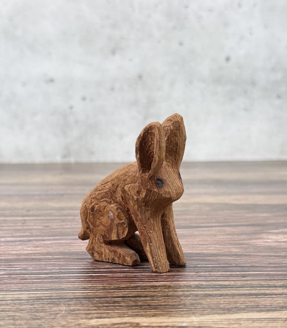 Folk Art Carved Wood Rabbit