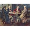 Image 2 : Antique Framed Original "The Game of Cards" Oil Painting by Frank Moss Bennett