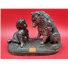 Image 1 : VTG Metal Dog & Boy Sculpture Titled "Can't You Talk?" By G. Ferrad