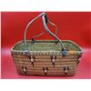 Image 1 : Antique Salish Handwoven Basket w/ Leather Handle