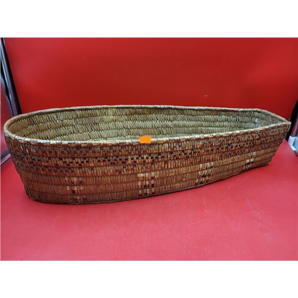 Antique Salish Handwoven Baby Carrier Basket