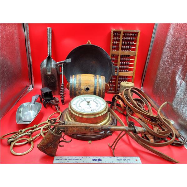 VTG Collectibles Lot Including Barometer & Chinese Abacus