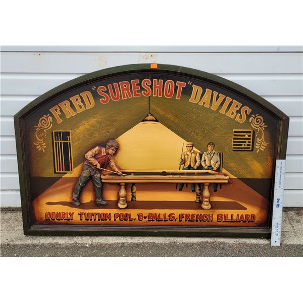 Large Wooden Fred "Sureshot" Davies Sign