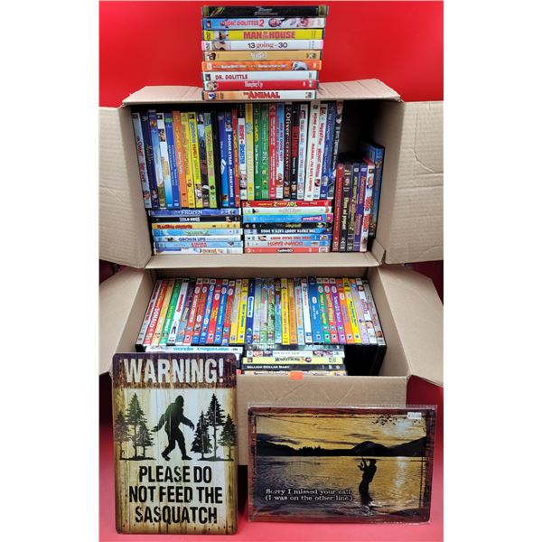 Large Lot Of Assorted DVD's & Signs