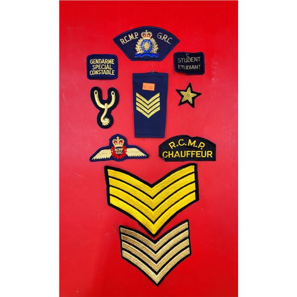 Assorted Police/Military Patches w/ Rank Insignias, RCMP Patches, & More