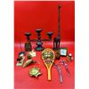 Image 1 : Metal Candle Holder, Clocks, Stapler, Scissors & Collectibles Lot