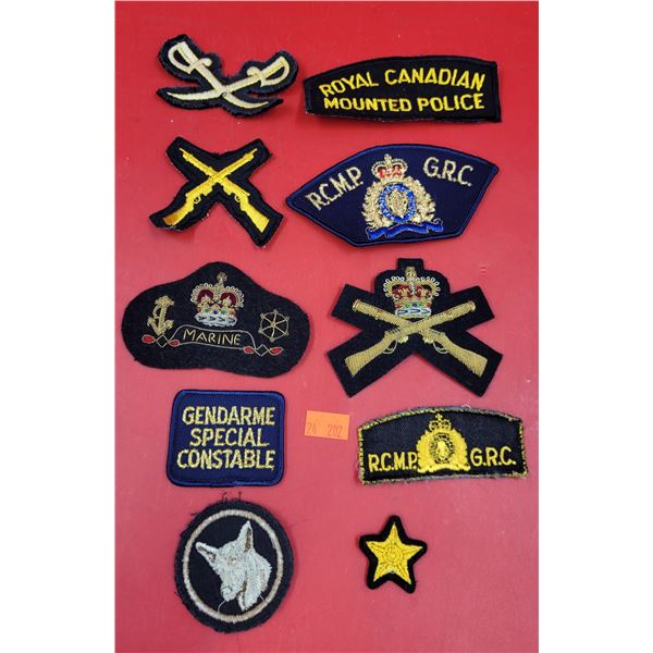 Lot Of 10 Assorted Police/Military Patches Including RCMP