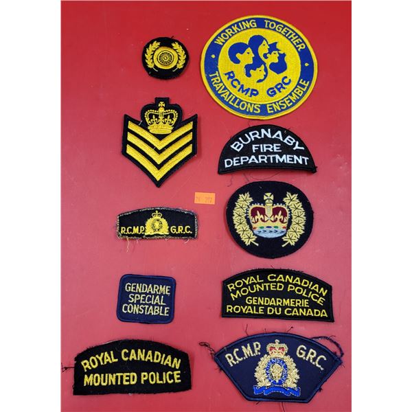 Lot Of 10 Assorted Police/Military/Fire Patches Including RCMP