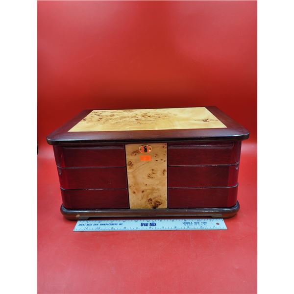 Burl Wood Fold Out Jewelry Box