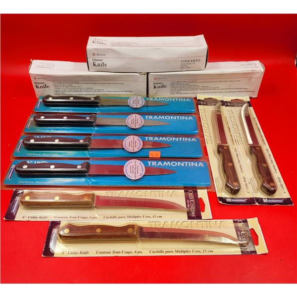 Assorted Knife Lot w/ Tramontina Utility Knives, Browne Dinner Knives, & More