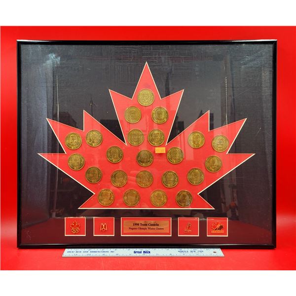 Framed 1998 Team Canada Olympic Winter Games McDonald's Hockey Coins