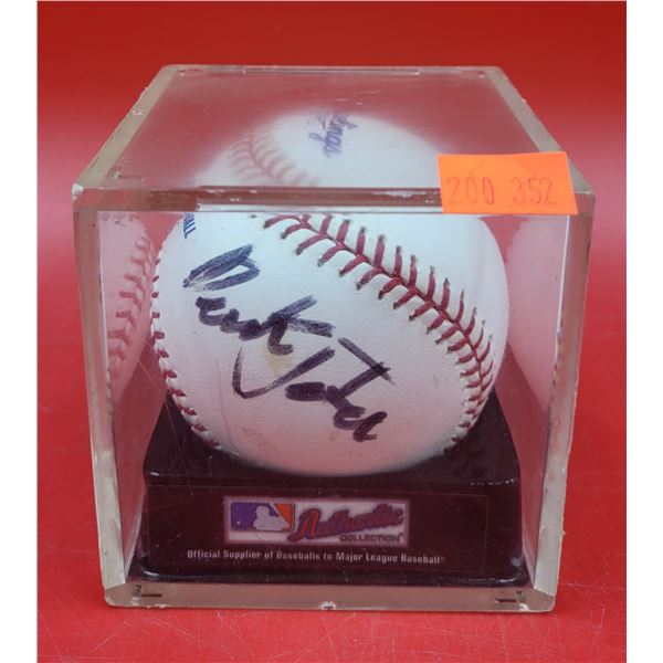 Signed Derek Jeter Baseball In Case
