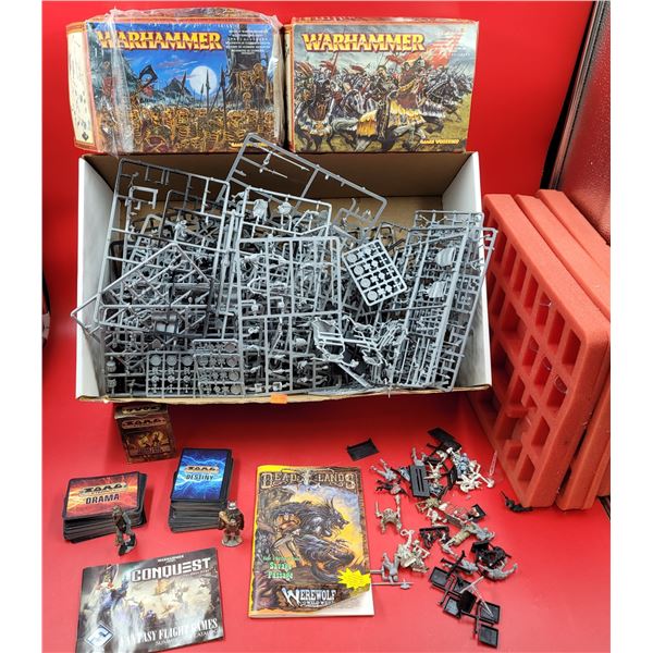 Warhammer Miniatures (Skeleton Regiment, Empire Knights) & Torg Eternity Cards