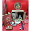 Image 1 : VTG Lot w/ Mackintosh's Toffee Tin, Limited Edition Winne The Pooh Print, Trinket Box, & More