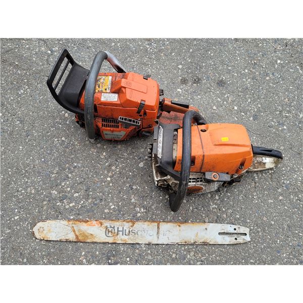 2 Chainsaws w/ 1 Blade (Husqvarna & Stihl)