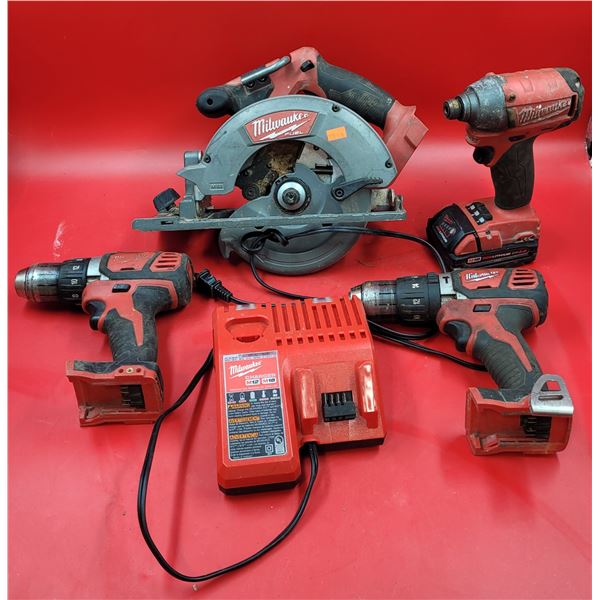 Milwaukee Tool Lot w/ Circular Saw, Drill, Charger, & More