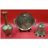 Image 1 : Brass Lot w/ Asian Vase, Serving Tray, & Temple Bell
