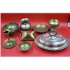 Image 1 : Brass & Silver-Plated Lot w/ Vase, Bowl, Serving Tray, & More