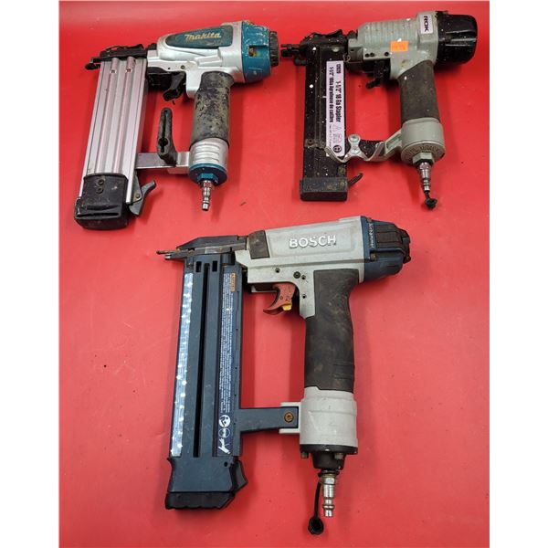 Air Stapler Lot w/ Bosch, Makita, & Rok