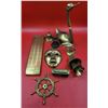 Image 1 : Assorted Brass Lot w/ Mask, Crib Board Made in Canada, Figurines, & More