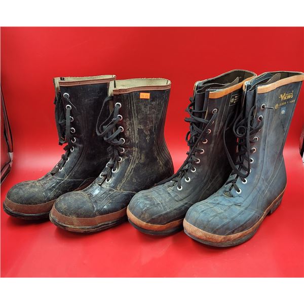 2 Pairs of Viking Steel Toed Cleated Bottom Men's Boots Size 8 & 9