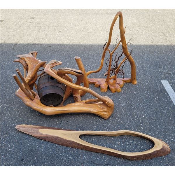 Driftwood and Barrel Coffee Table Base & Driftwood Art