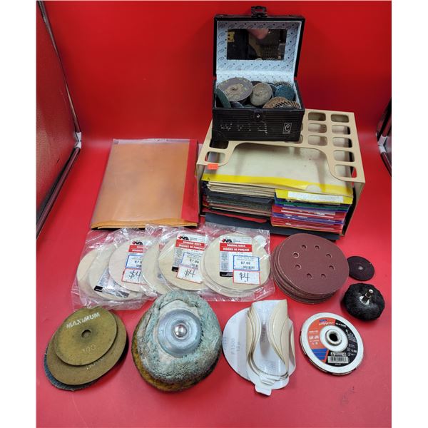 Assorted Sanding Discs, Sand Paper, & Polishing Wheel