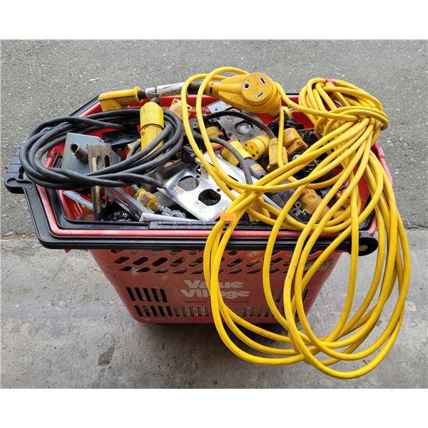 Lot of Extension Cords & Electrical Hardware