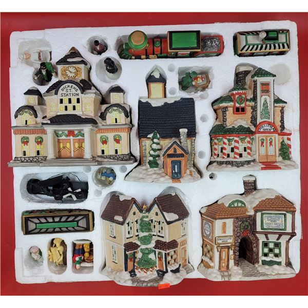 Assorted Christmas Village & Train Figurines