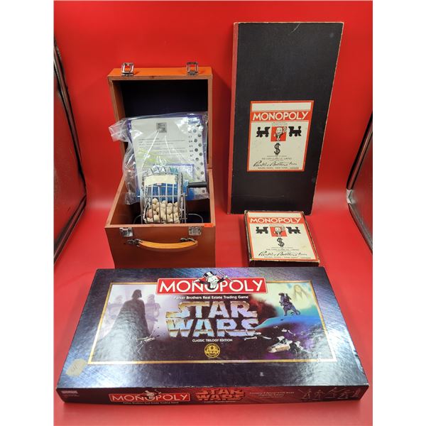 Game Lot w/ VTG Monopoly, Bingo Cage, & Star Wars Monopoly