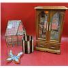 Image 1 : Glass Lot w/ Stained Glass Butterfly, Scallop Edge Candleholder, & More