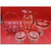 Image 1 : Colored Glass Lot w/ Pink Depression Glass Pitcher, & More