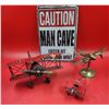 Image 1 : Brass Airplane, 2 Arts & Crafts Airplanes, & Man Cave Sign