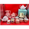 Image 1 : Assorted Dish Lot w/ Pink Teapot, Floral Teapot, Crate & Barrel Mugs, & More