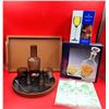 Image 1 : Serve Ware Lot w/ Serving Tray, 2 Decanter Sets, & 4 Liqueur Glasses